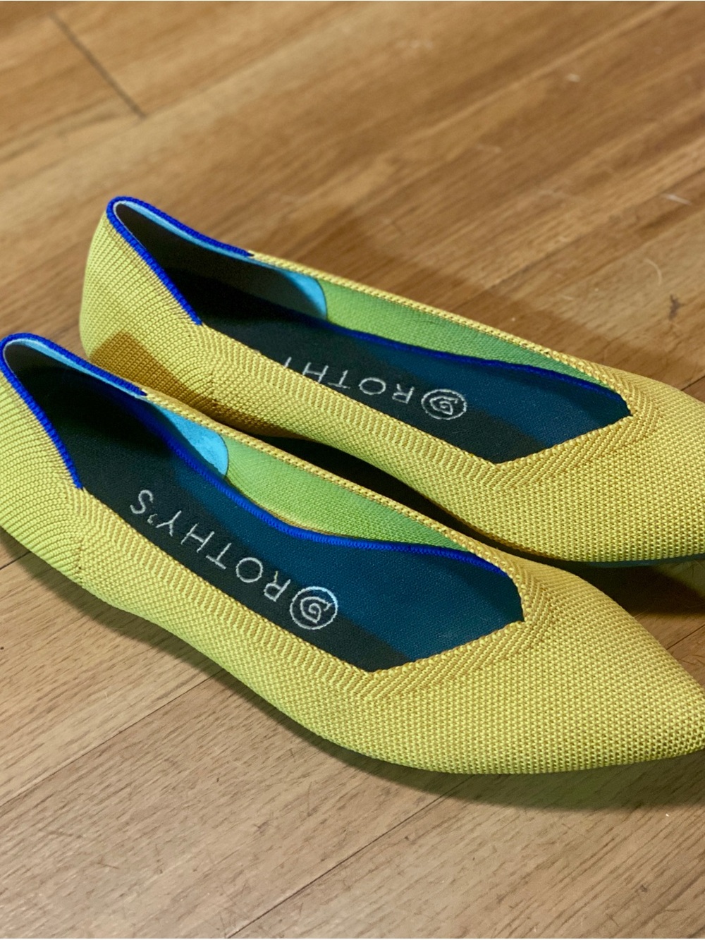 Rothy's Yellow Flats with Blue Trim